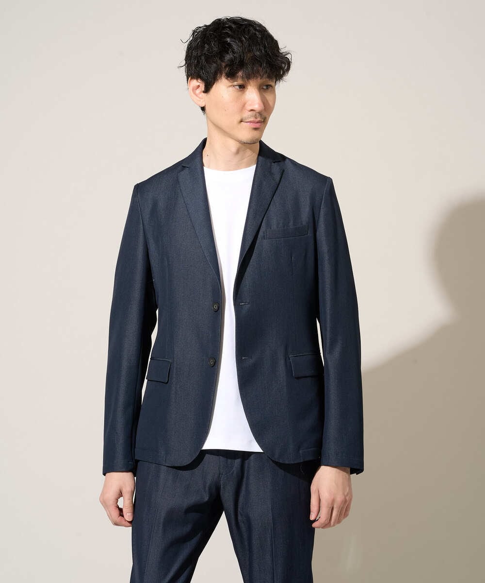 KHJGD35119 a.v.v MEN(アー・ヴェ・ヴェ) 【イージーケア/接触冷感】デニムライクストレッチスマートジャケット ダークグレー