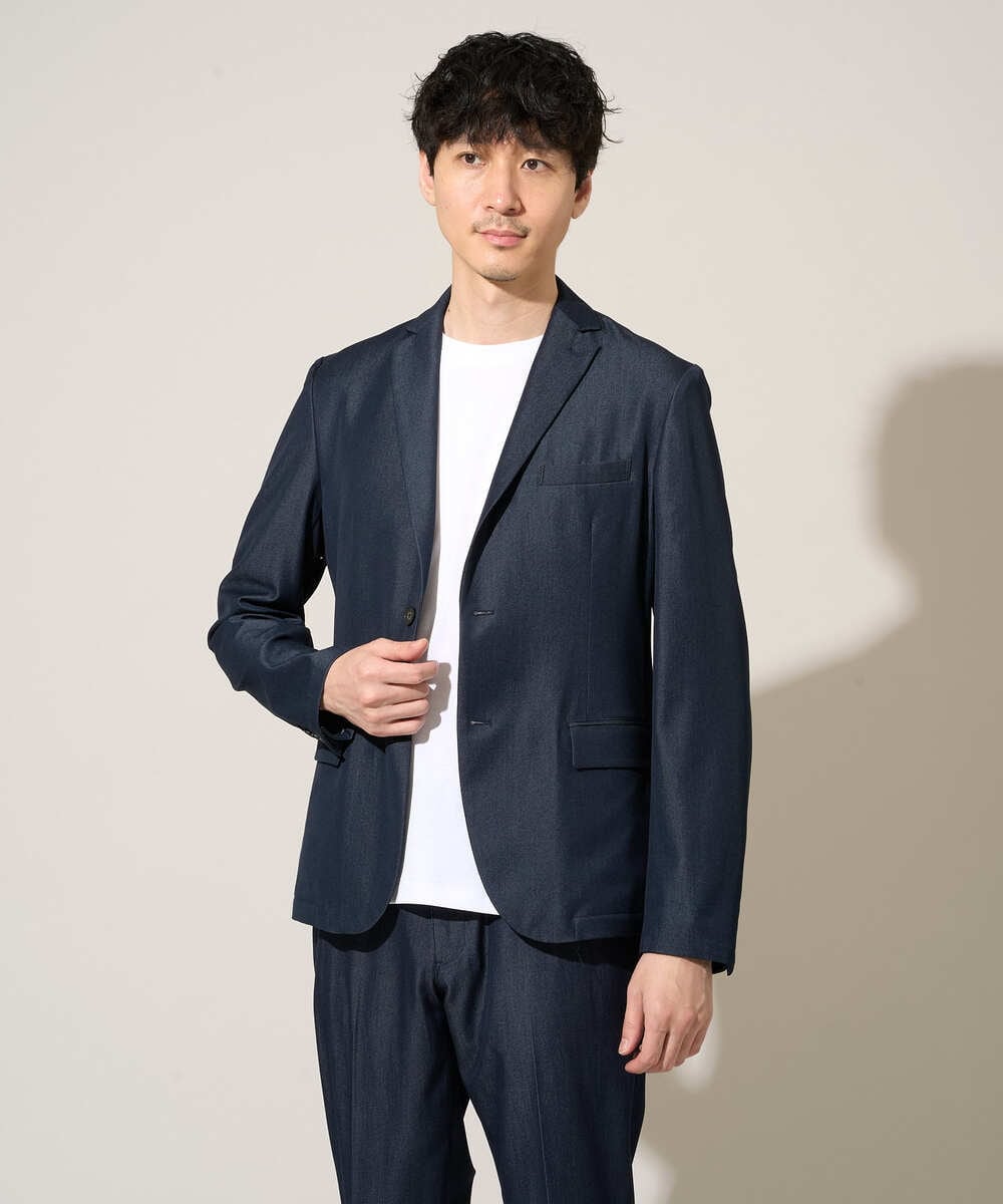 KHJGD35119 a.v.v MEN(アー・ヴェ・ヴェ) 【イージーケア/接触冷感】デニムライクストレッチスマートジャケット ダークグレー