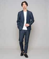 KHJGD35119 a.v.v MEN(アー・ヴェ・ヴェ) 【イージーケア/接触冷感】デニムライクストレッチスマートジャケット ダークグレー