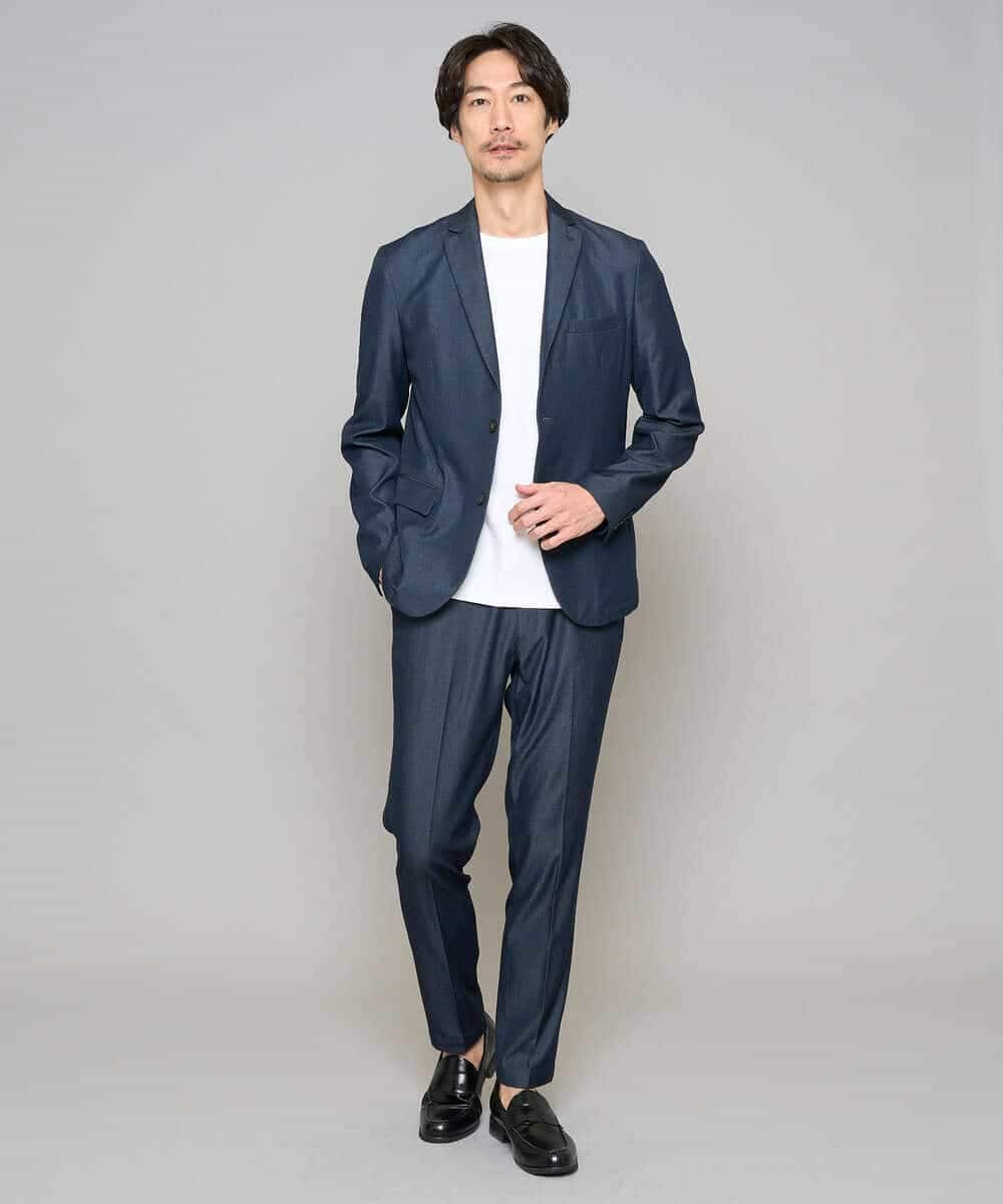 KHJGD35119 a.v.v MEN(アー・ヴェ・ヴェ) 【イージーケア/接触冷感】デニムライクストレッチスマートジャケット ダークグレー