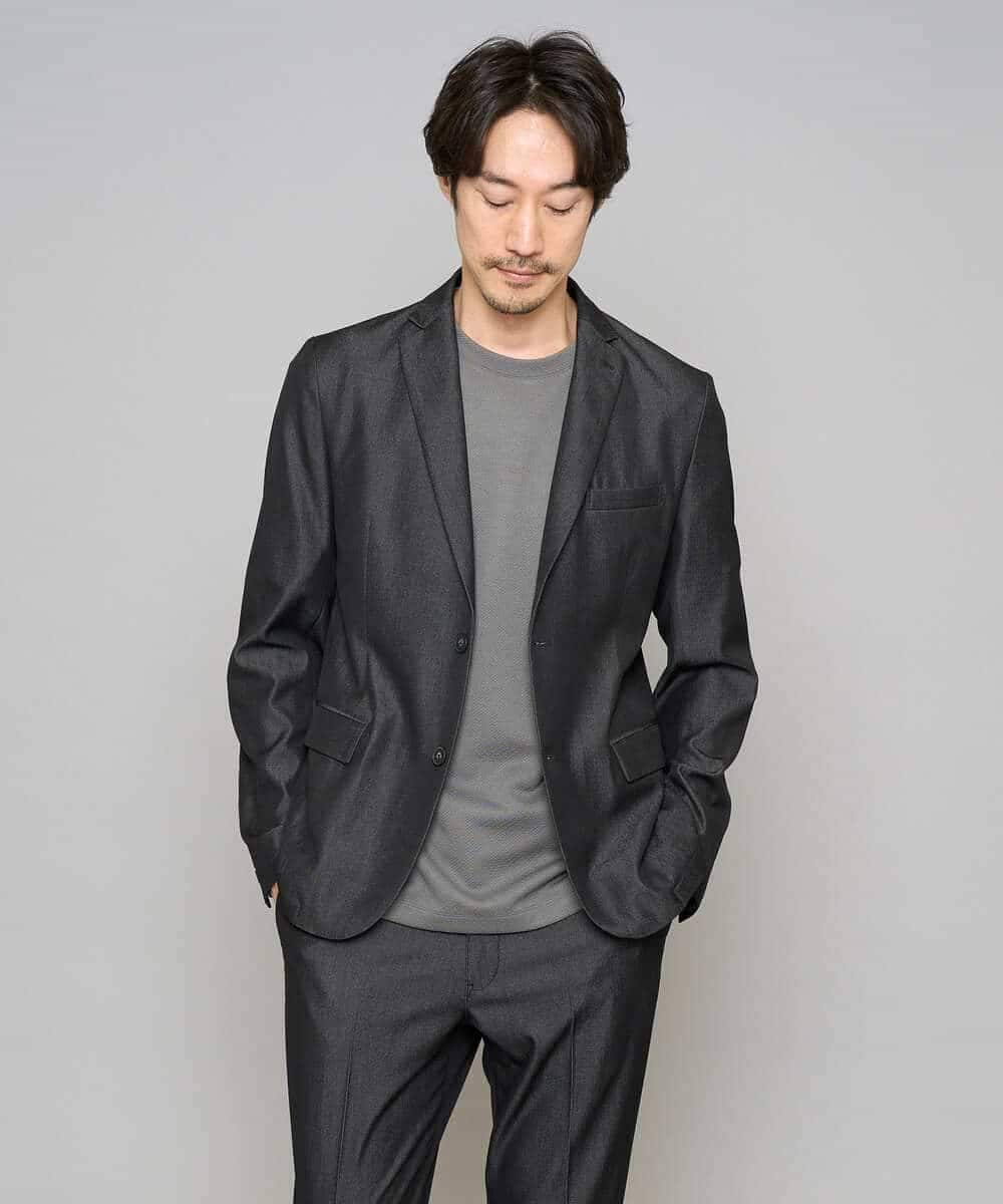 KHJGD35119 a.v.v MEN(アー・ヴェ・ヴェ) 【イージーケア/接触冷感】デニムライクストレッチスマートジャケット ダークグレー