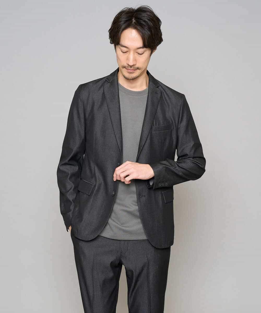 KHJGD35119 a.v.v MEN(アー・ヴェ・ヴェ) 【イージーケア/接触冷感】デニムライクストレッチスマートジャケット ダークグレー