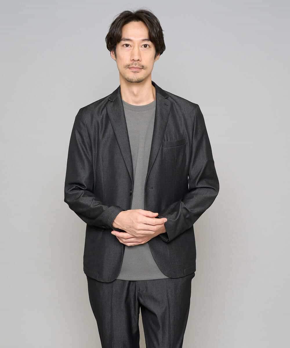 KHJGD35119 a.v.v MEN(アー・ヴェ・ヴェ) 【イージーケア/接触冷感】デニムライクストレッチスマートジャケット ダークグレー