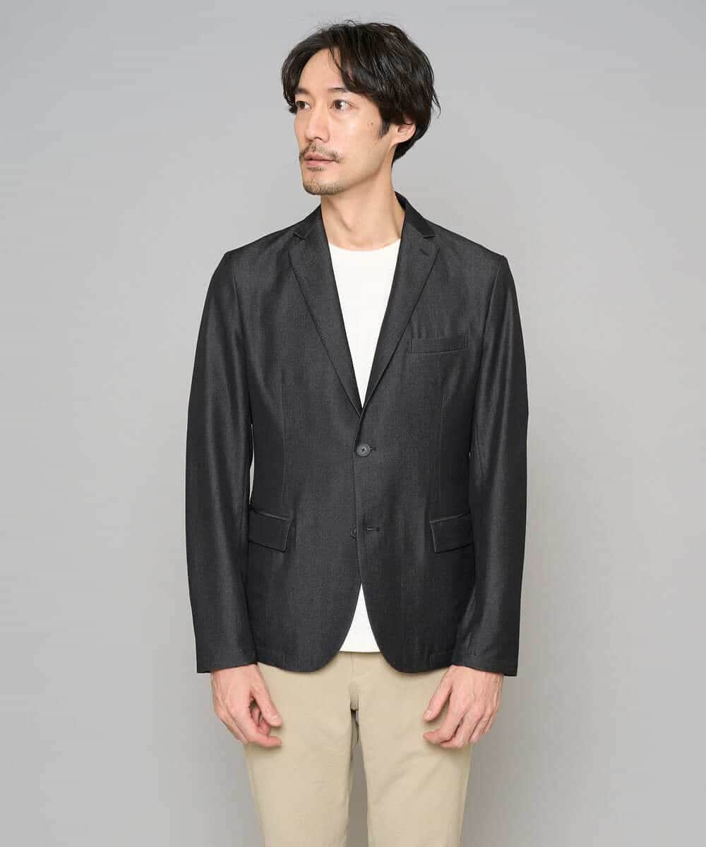 KHJGD35119 a.v.v MEN(アー・ヴェ・ヴェ) 【イージーケア/接触冷感】デニムライクストレッチスマートジャケット ダークグレー