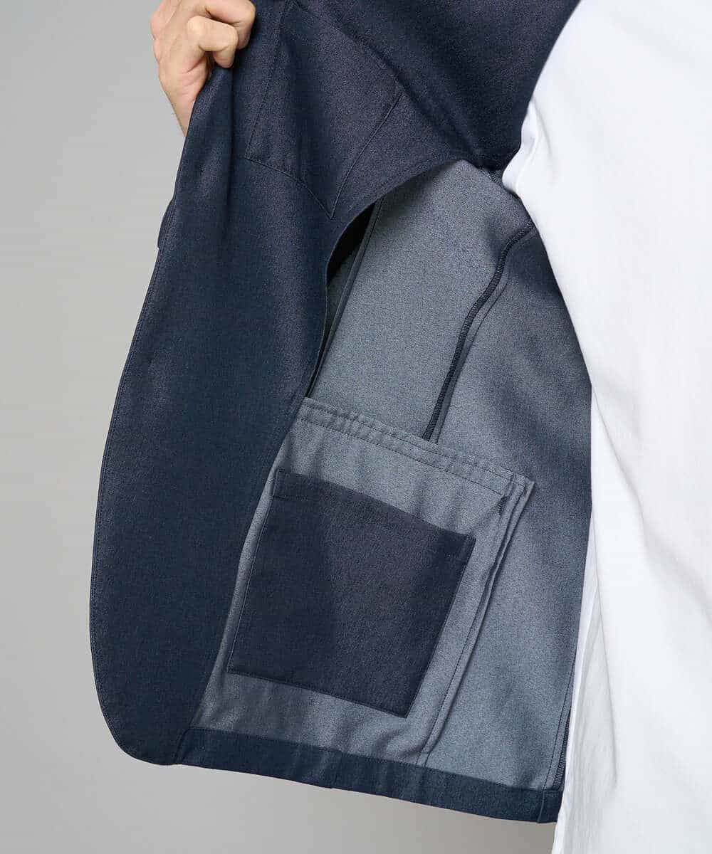 KHJGD35119 a.v.v MEN(アー・ヴェ・ヴェ) 【イージーケア/接触冷感】デニムライクストレッチスマートジャケット ダークグレー