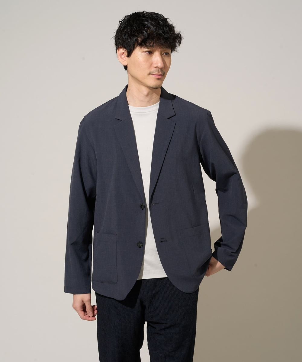 KHJGD40109 a.v.v MEN(アー・ヴェ・ヴェ) 【イージーケア/洗濯機で洗える/接触冷感/吸水速乾/UVカット/ストレッチ】リライトテーラードジャケット ダークグレー