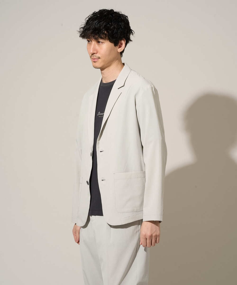 KHJGD40109 a.v.v MEN(アー・ヴェ・ヴェ) 【イージーケア/洗濯機で洗える/接触冷感/吸水速乾/UVカット/ストレッチ】リライトテーラードジャケット ダークグレー