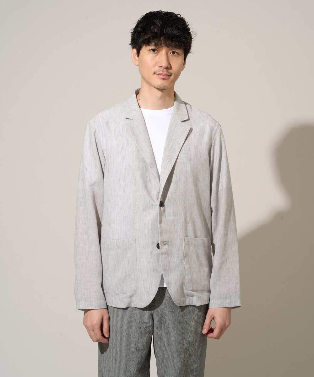 KHJGD41109 a.v.v MEN(アー・ヴェ・ヴェ) 【イージーケア/洗濯機で洗える/吸水速乾/接触冷感/シワになりにくい】メランジテーラードジャケット ライトグレー