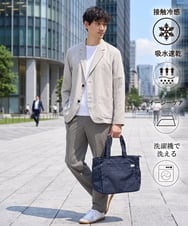 KHJGD41109 a.v.v MEN(アー・ヴェ・ヴェ) 大人の夏ジャケット【接触冷感/吸水速乾/シワになりにくい/イージーケア/洗濯機で洗える】メランジテーラードジャケット ライトグレー
