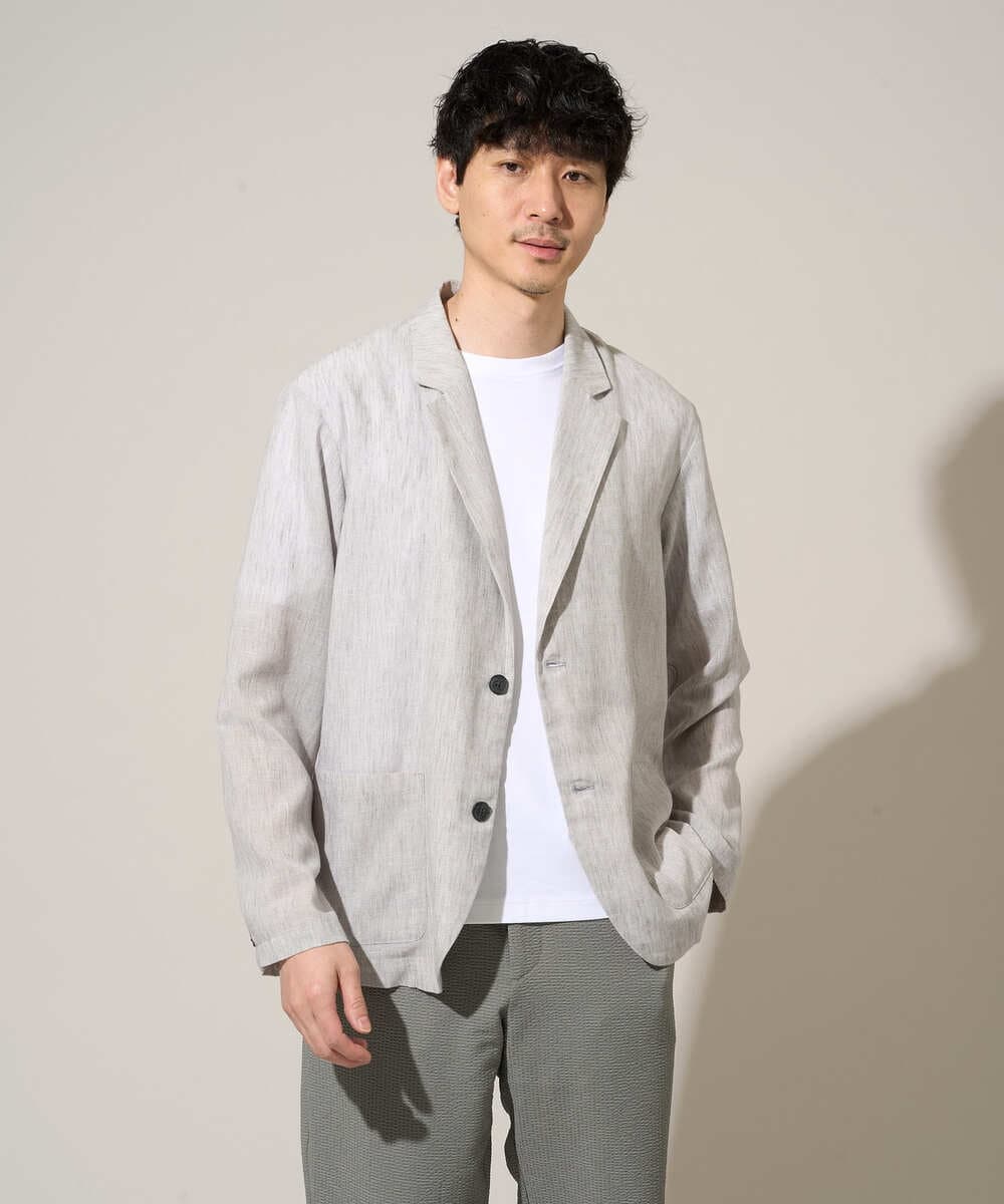 KHJGD41109 a.v.v MEN(アー・ヴェ・ヴェ) 【イージーケア/洗濯機で洗える/吸水速乾/接触冷感/シワになりにくい】メランジテーラードジャケット ダークグレー