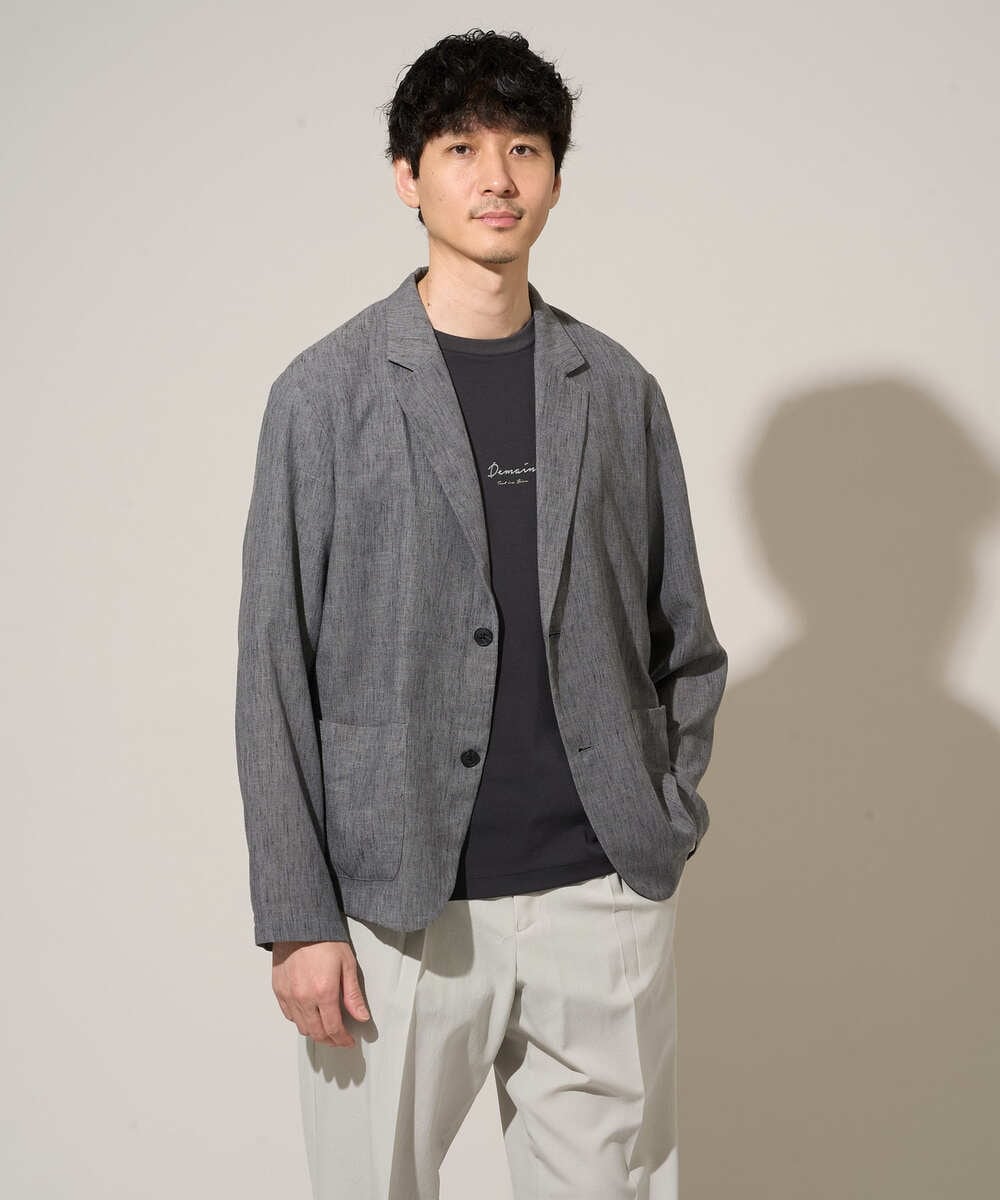 KHJGD41109 a.v.v MEN(アー・ヴェ・ヴェ) 【イージーケア/洗濯機で洗える/吸水速乾/接触冷感/シワになりにくい】メランジテーラードジャケット ダークグレー