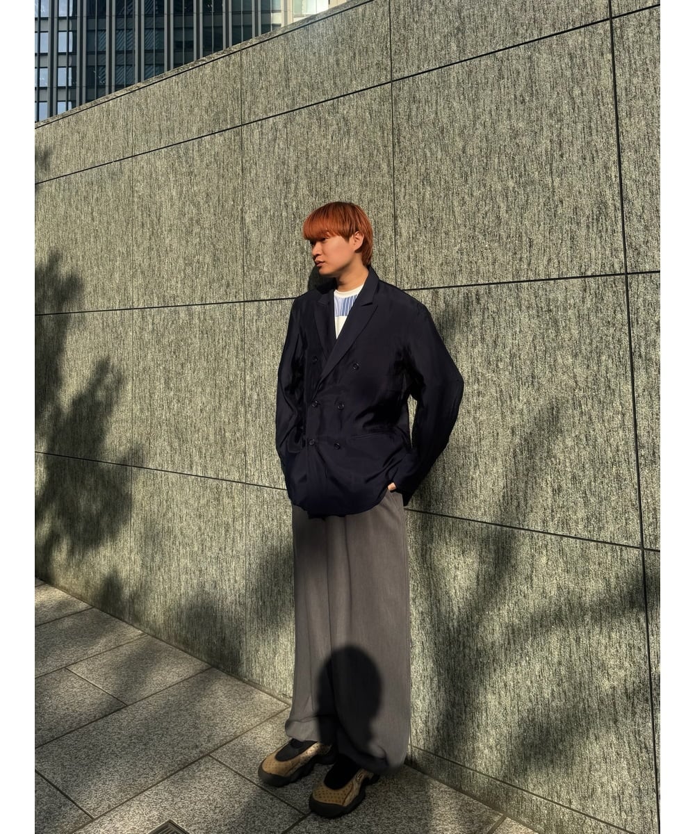 KHJGD42129 a.v.v MEN(アー・ヴェ・ヴェ) 【洗濯機で洗える】シアーダブルブレストジャケット ネイビー