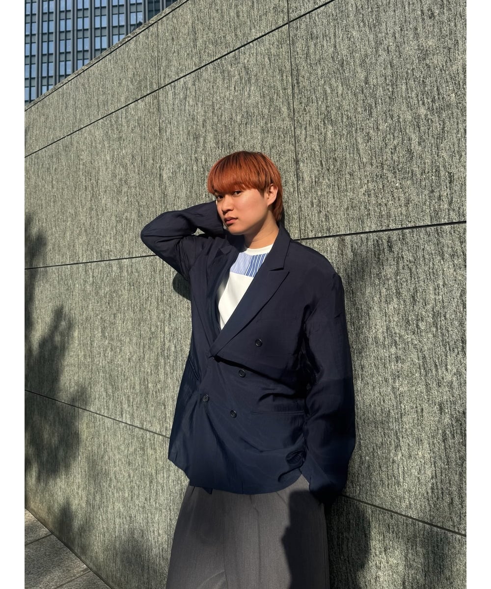 KHJGD42129 a.v.v MEN(アー・ヴェ・ヴェ) 【洗濯機で洗える】シアーダブルブレストジャケット ネイビー