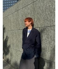 KHJGD42129 a.v.v MEN(アー・ヴェ・ヴェ) 【洗濯機で洗える】シアーダブルブレストジャケット ネイビー