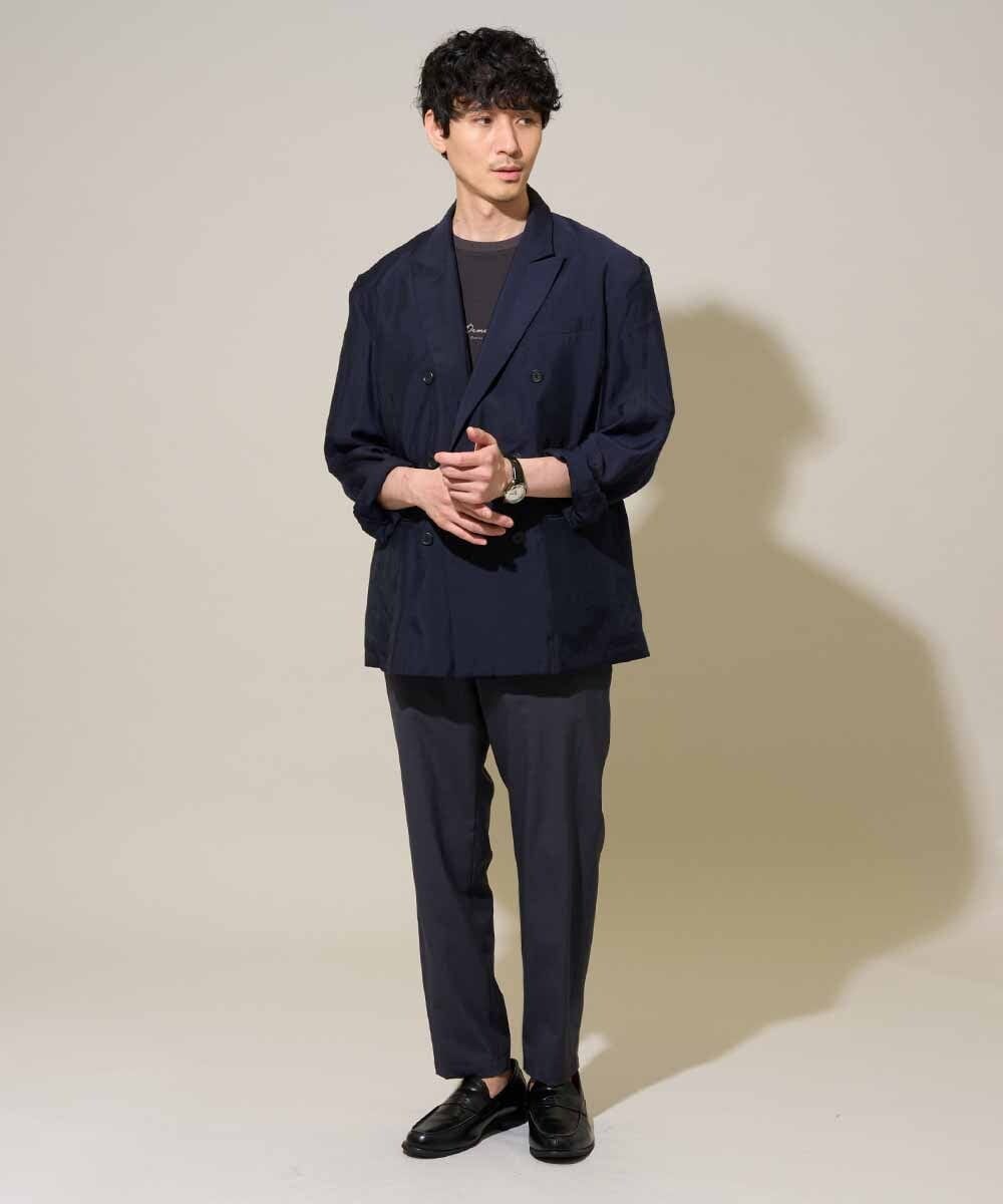 KHJGD42129 a.v.v MEN(アー・ヴェ・ヴェ) 【洗濯機で洗える】シアーダブルブレストジャケット ネイビー