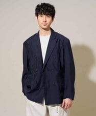 KHJGD42129 a.v.v MEN(アー・ヴェ・ヴェ) 【洗濯機で洗える】シアーダブルブレストジャケット ネイビー