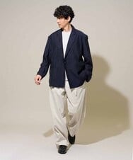 KHJGD42129 a.v.v MEN(アー・ヴェ・ヴェ) 【洗濯機で洗える】シアーダブルブレストジャケット ネイビー