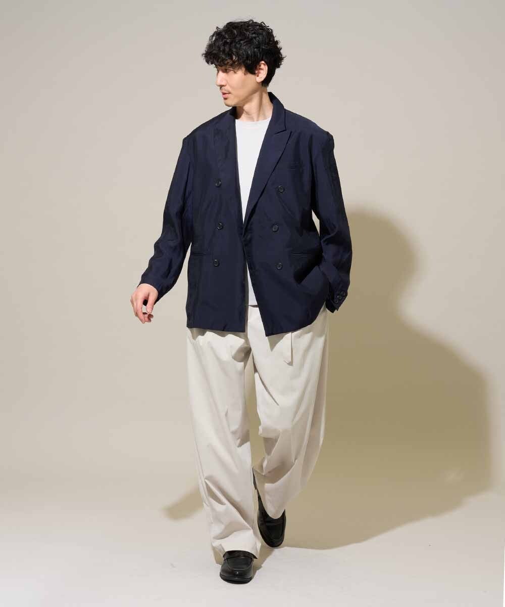 KHJGD42129 a.v.v MEN(アー・ヴェ・ヴェ) 【洗濯機で洗える】シアーダブルブレストジャケット ネイビー
