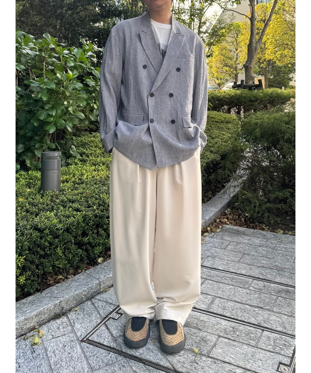 KHJGD43129 a.v.v MEN(アー・ヴェ・ヴェ) 【洗濯機で洗える/ストレッチ】シアーメランジダブルプレストジャケット グレー