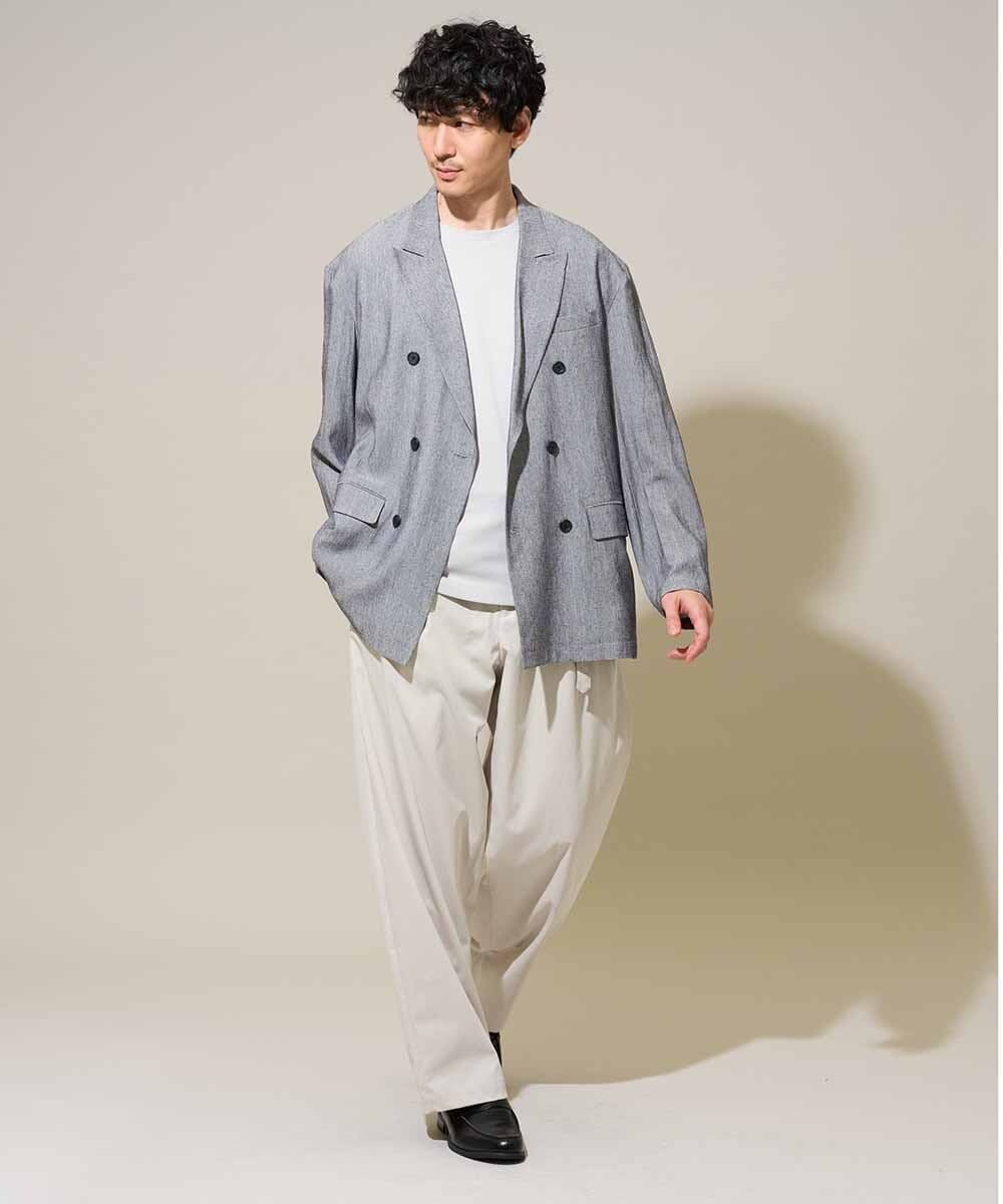 KHJGD43129 a.v.v MEN(アー・ヴェ・ヴェ) 【洗濯機で洗える/ストレッチ】シアーメランジダブルプレストジャケット グレー