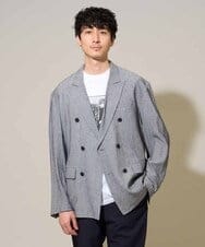 KHJGD43129 a.v.v MEN(アー・ヴェ・ヴェ) 【洗濯機で洗える/ストレッチ】シアーメランジダブルプレストジャケット グレー