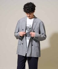 KHJGD43129 a.v.v MEN(アー・ヴェ・ヴェ) 【洗濯機で洗える/ストレッチ】シアーメランジダブルプレストジャケット グレー