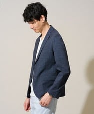 KHJGD74129 a.v.v MEN(アー・ヴェ・ヴェ) 【速乾/ストレッチ/イージーケア/洗濯機で洗える】サッカーハニカムプリントスマートジャケット ネイビー