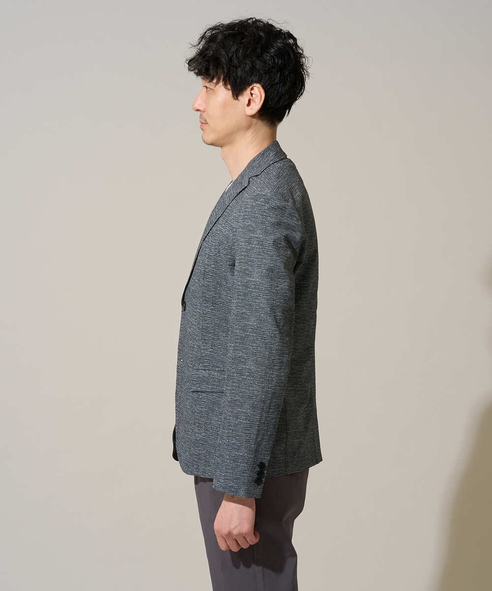 KHJGD74129 a.v.v MEN(アー・ヴェ・ヴェ) 【イージーケア/洗濯機で洗える/速乾/毛玉になりにくい/ストレッチ】サッカーハニカムプリントスマートジャケット ネイビー