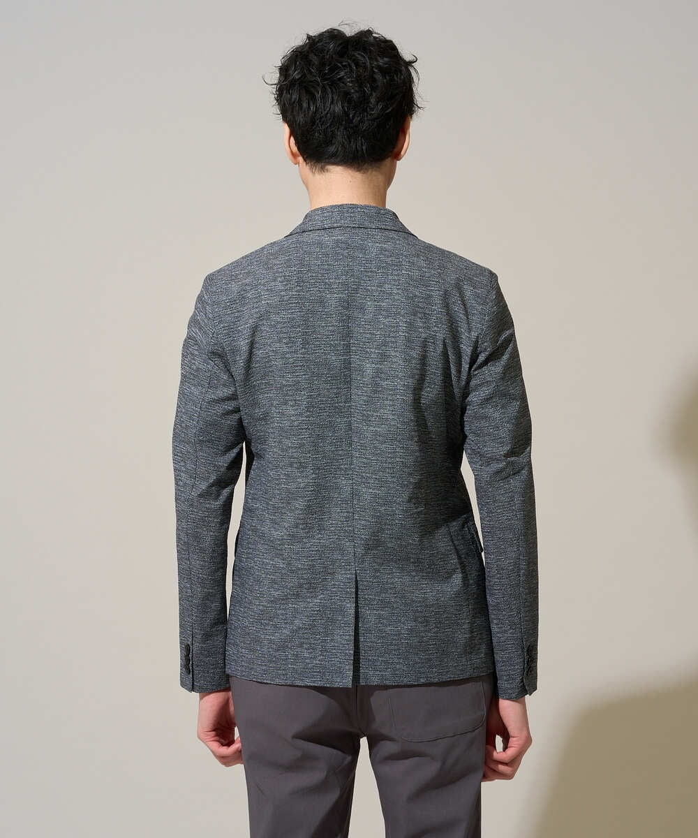 KHJGD74129 a.v.v MEN(アー・ヴェ・ヴェ) 【イージーケア/洗濯機で洗える/速乾/毛玉になりにくい/ストレッチ】サッカーハニカムプリントスマートジャケット ネイビー