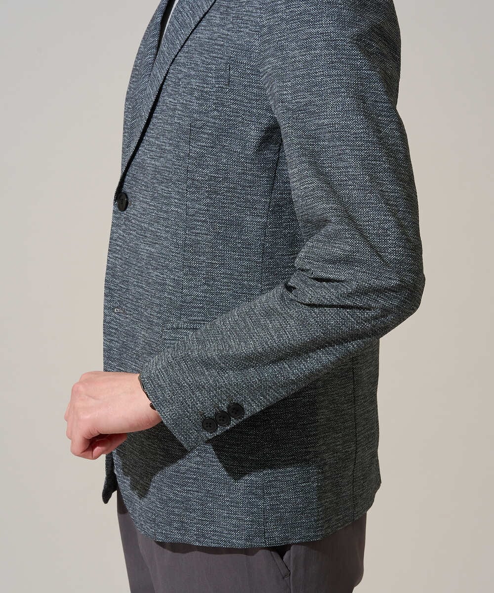 KHJGD74129 a.v.v MEN(アー・ヴェ・ヴェ) 【イージーケア/洗濯機で洗える/速乾/毛玉になりにくい/ストレッチ】サッカーハニカムプリントスマートジャケット ネイビー