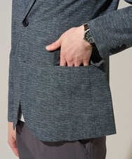 KHJGD74129 a.v.v MEN(アー・ヴェ・ヴェ) 【イージーケア/洗濯機で洗える/速乾/毛玉になりにくい/ストレッチ】サッカーハニカムプリントスマートジャケット ネイビー