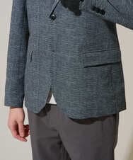 KHJGD74129 a.v.v MEN(アー・ヴェ・ヴェ) 【イージーケア/洗濯機で洗える/速乾/毛玉になりにくい/ストレッチ】サッカーハニカムプリントスマートジャケット ネイビー