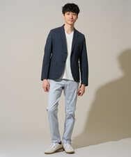 KHJGD74129 a.v.v MEN(アー・ヴェ・ヴェ) 【イージーケア/洗濯機で洗える/速乾/毛玉になりにくい/ストレッチ】サッカーハニカムプリントスマートジャケット ネイビー