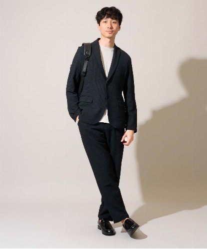 KHJGD76119 a.v.v MEN 【イージーケア/洗濯機で洗える/吸水速乾/毛玉になりにくい】春夏のオフィススタイルにおすすめシアサッカースマートジャケット