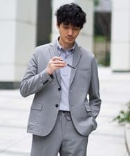 KHJGD76119 a.v.v MEN(アー・ヴェ・ヴェ) 【イージーケア/洗濯機で洗える/吸水速乾/毛玉になりにくい】シアサッカースマートジャケット グレー