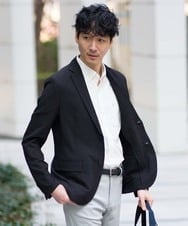 KHJGD76119 a.v.v MEN(アー・ヴェ・ヴェ) 【イージーケア/洗濯機で洗える/吸水速乾/毛玉になりにくい】シアサッカースマートジャケット ブラック