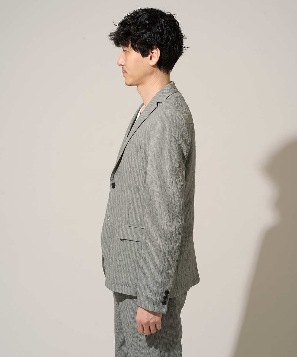 KHJGD76119 a.v.v MEN(アー・ヴェ・ヴェ) 【イージーケア/洗濯機で洗える/吸水速乾/毛玉になりにくい】シアサッカースマートジャケット ブラック