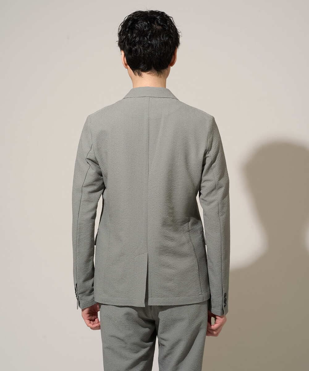 KHJGD76119 a.v.v MEN(アー・ヴェ・ヴェ) 【イージーケア/洗濯機で洗える/吸水速乾/毛玉になりにくい】シアサッカースマートジャケット ブラック