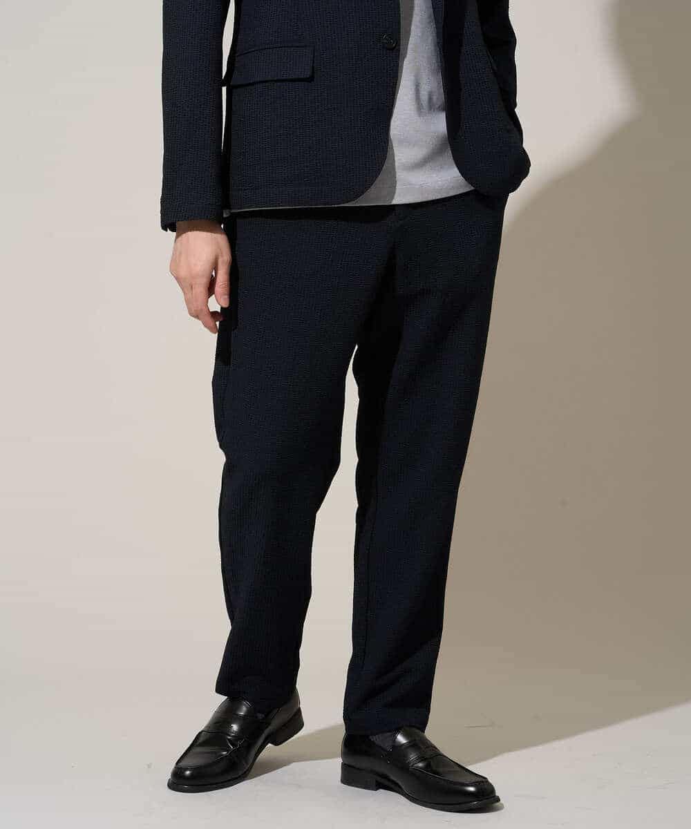 KHJGD76119 a.v.v MEN(アー・ヴェ・ヴェ) 【イージーケア/洗濯機で洗える/吸水速乾/毛玉になりにくい】シアサッカースマートジャケット ブラック