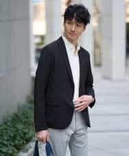 KHJGD76119 a.v.v MEN(アー・ヴェ・ヴェ) 【イージーケア/洗濯機で洗える/吸水速乾/毛玉になりにくい】シアサッカースマートジャケット ブラック