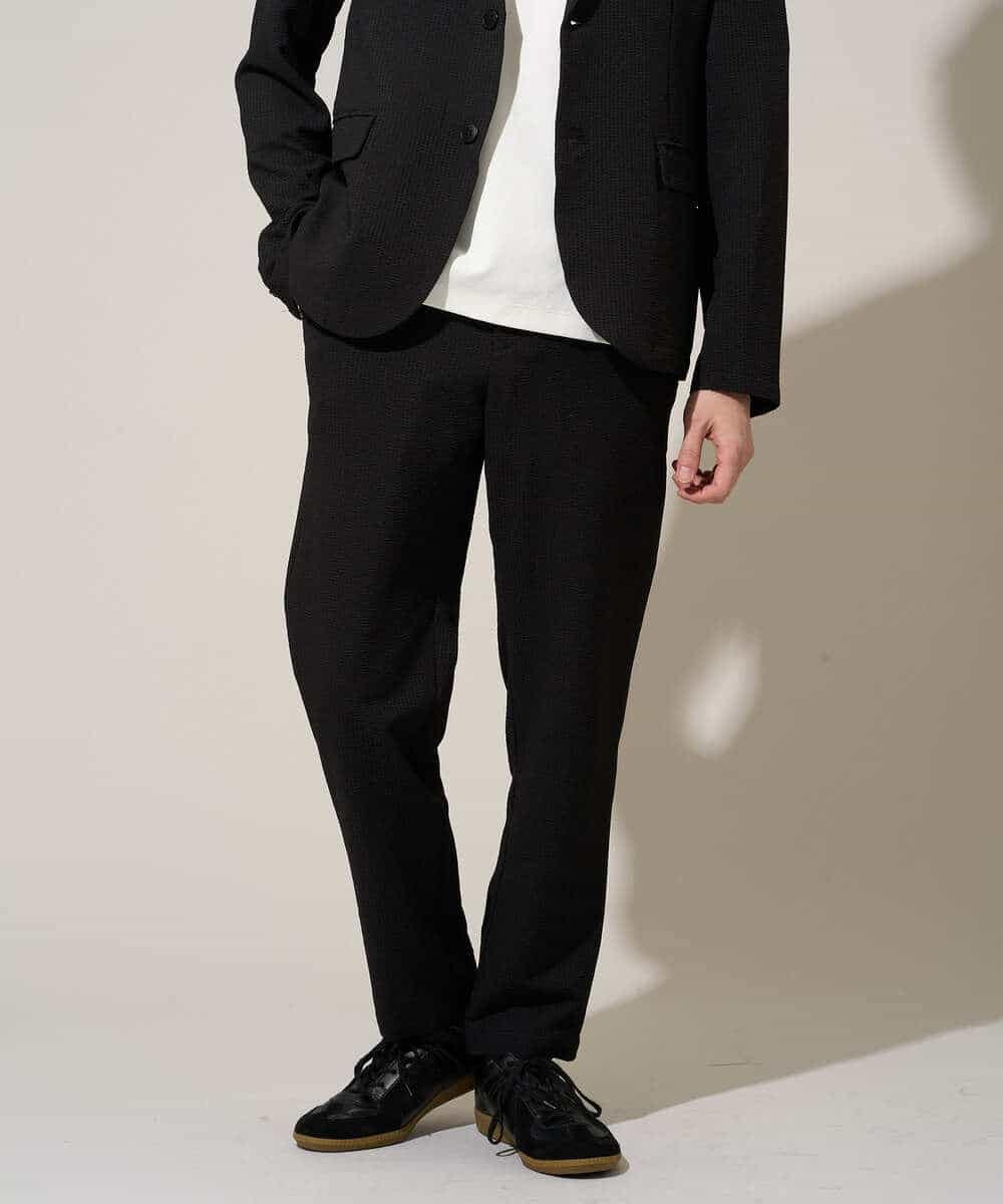 KHJGD76119 a.v.v MEN(アー・ヴェ・ヴェ) 【イージーケア/洗濯機で洗える/吸水速乾/毛玉になりにくい】シアサッカースマートジャケット ブラック