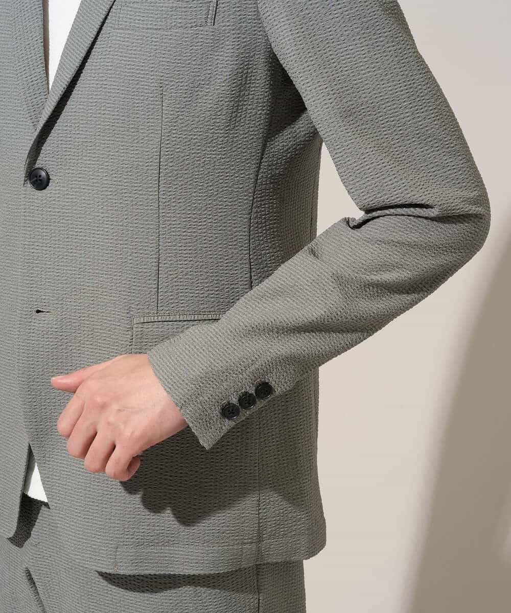 KHJGD76119 a.v.v MEN(アー・ヴェ・ヴェ) 【イージーケア/洗濯機で洗える/吸水速乾/毛玉になりにくい】シアサッカースマートジャケット ブラック