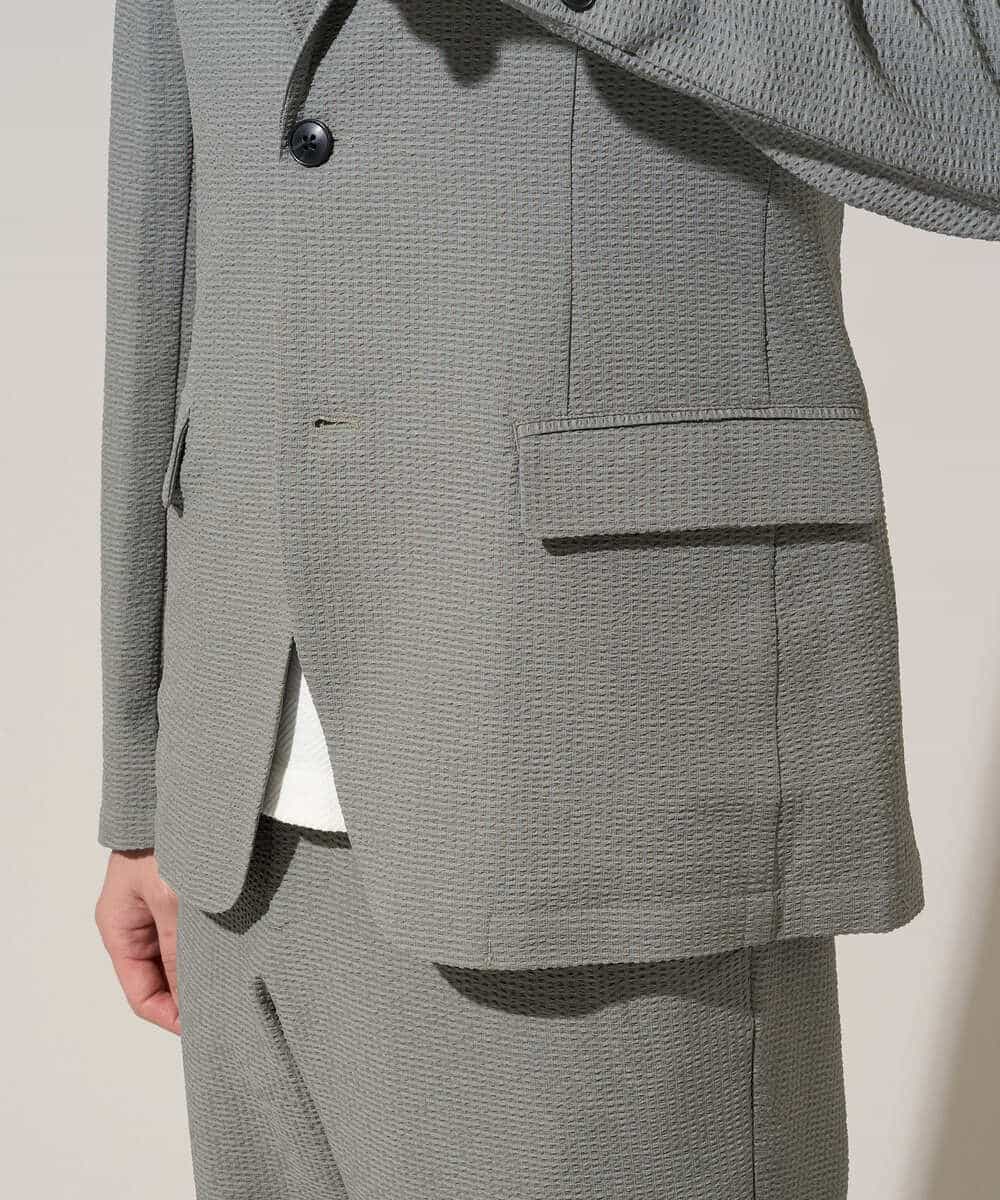 KHJGD76119 a.v.v MEN(アー・ヴェ・ヴェ) 【イージーケア/洗濯機で洗える/吸水速乾/毛玉になりにくい】シアサッカースマートジャケット ブラック