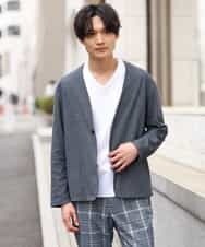 KHJGP50079 a.v.v MEN(アー・ヴェ・ヴェ) 【速乾】リラックススーツノーカラージャケット(セットアップ対応) ネイビー