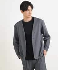 KHJGP50079 a.v.v MEN(アー・ヴェ・ヴェ) 【速乾】リラックススーツノーカラージャケット(セットアップ対応) ネイビー