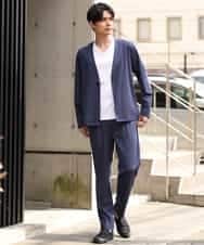 KHJGP51079 a.v.v MEN(アー・ヴェ・ヴェ) リラックススーツノーカラージャケット(セットアップ対応) グレー