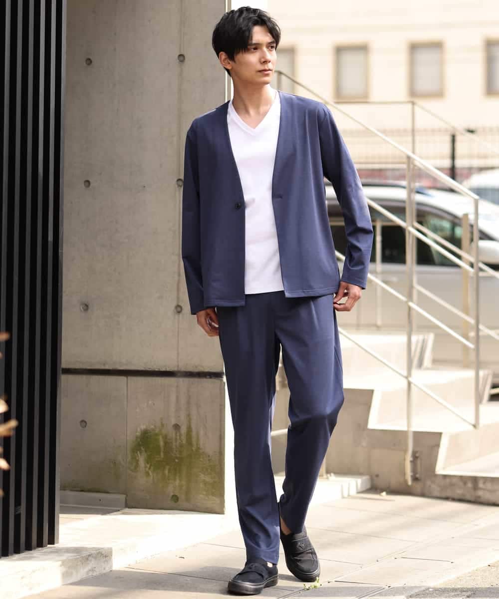 KHJGP51079 a.v.v MEN(アー・ヴェ・ヴェ) リラックススーツノーカラージャケット(セットアップ対応) グレー