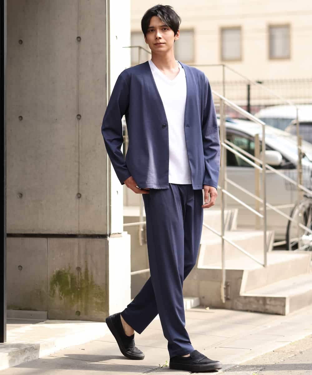 KHJGP51079 a.v.v MEN(アー・ヴェ・ヴェ) リラックススーツノーカラージャケット(セットアップ対応) グレー