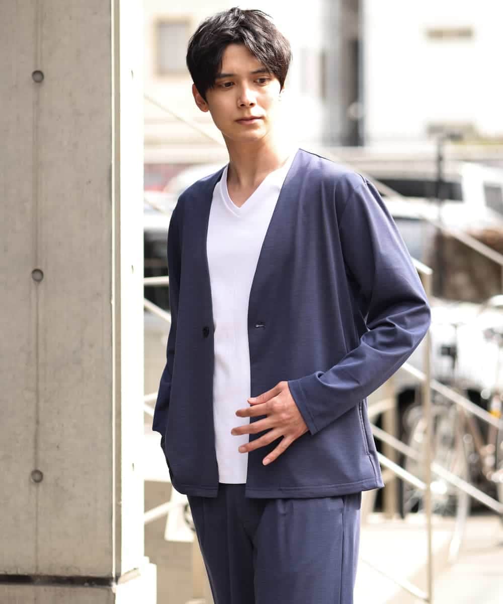 KHJGP51079 a.v.v MEN(アー・ヴェ・ヴェ) リラックススーツノーカラージャケット(セットアップ対応) グレー