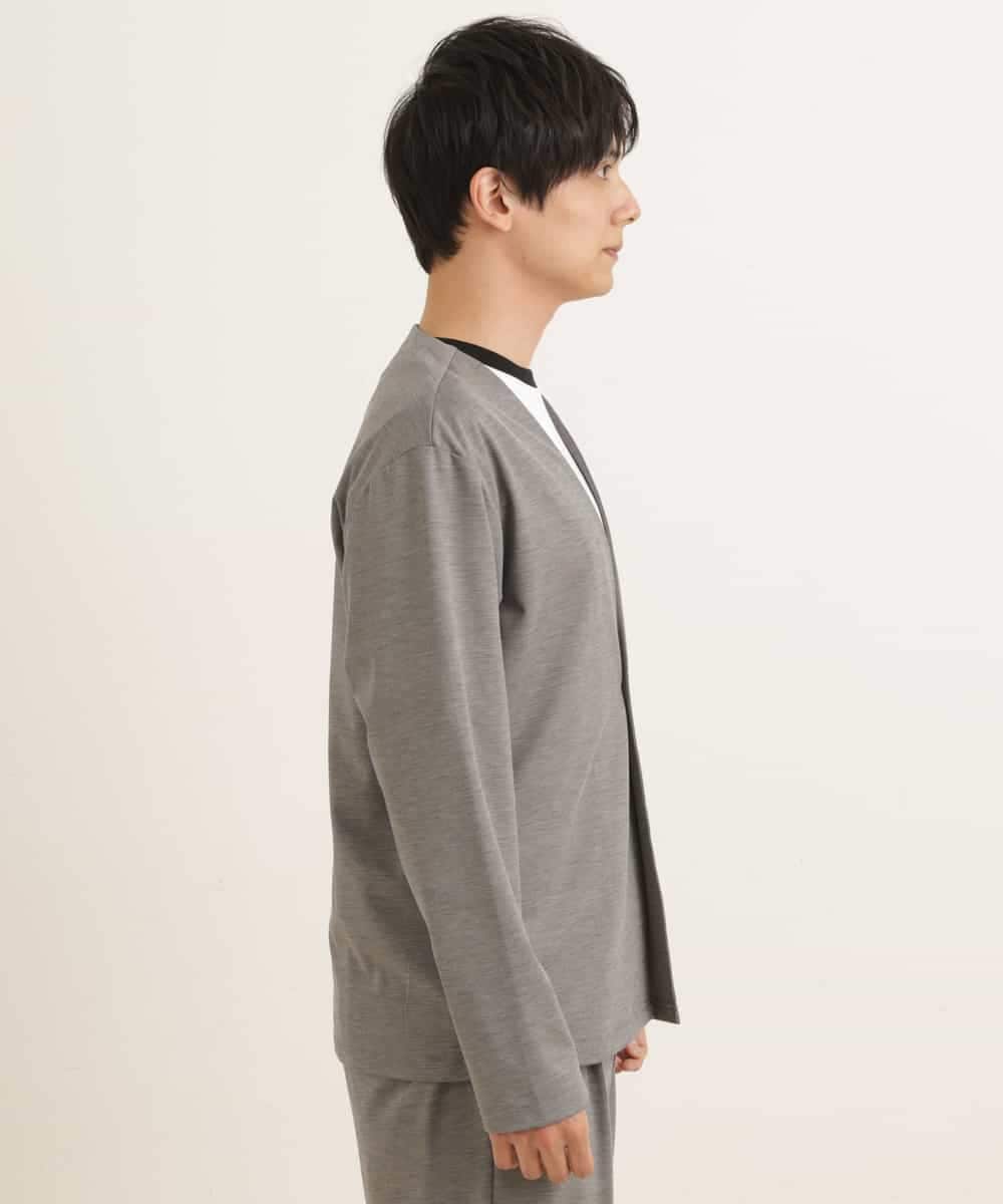 KHJGP51079 a.v.v MEN(アー・ヴェ・ヴェ) リラックススーツノーカラージャケット(セットアップ対応) グレー